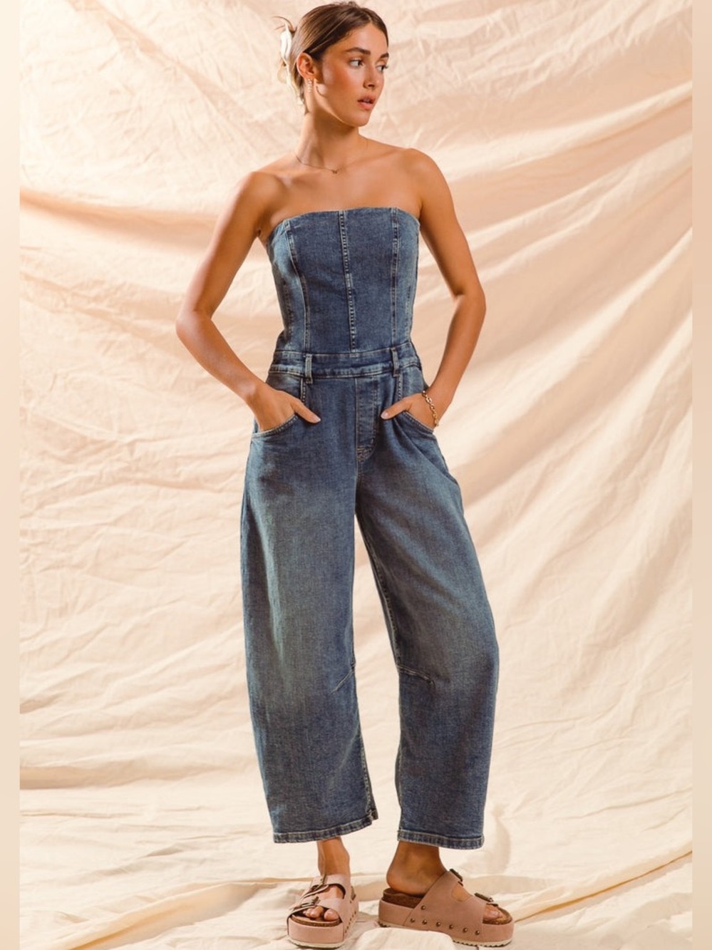 We the Free Je Suis Pret Barrel Corest Jumpsuit Boho Festival Size M - Picture 5 of 16